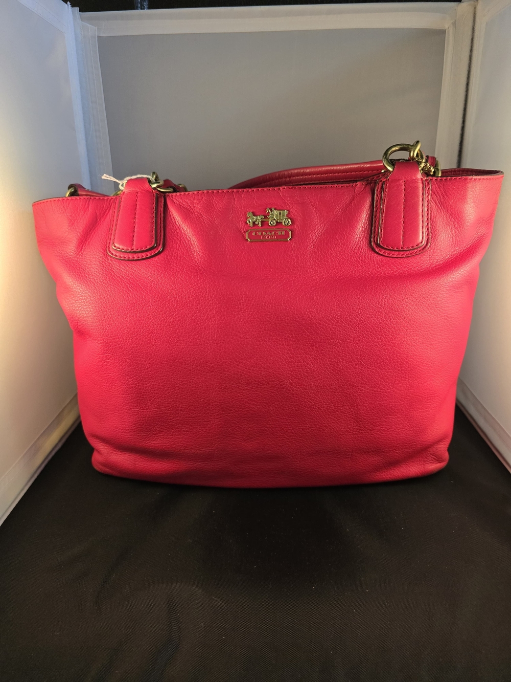 Coach Pink Leather Tote Bag with Gold Hardware